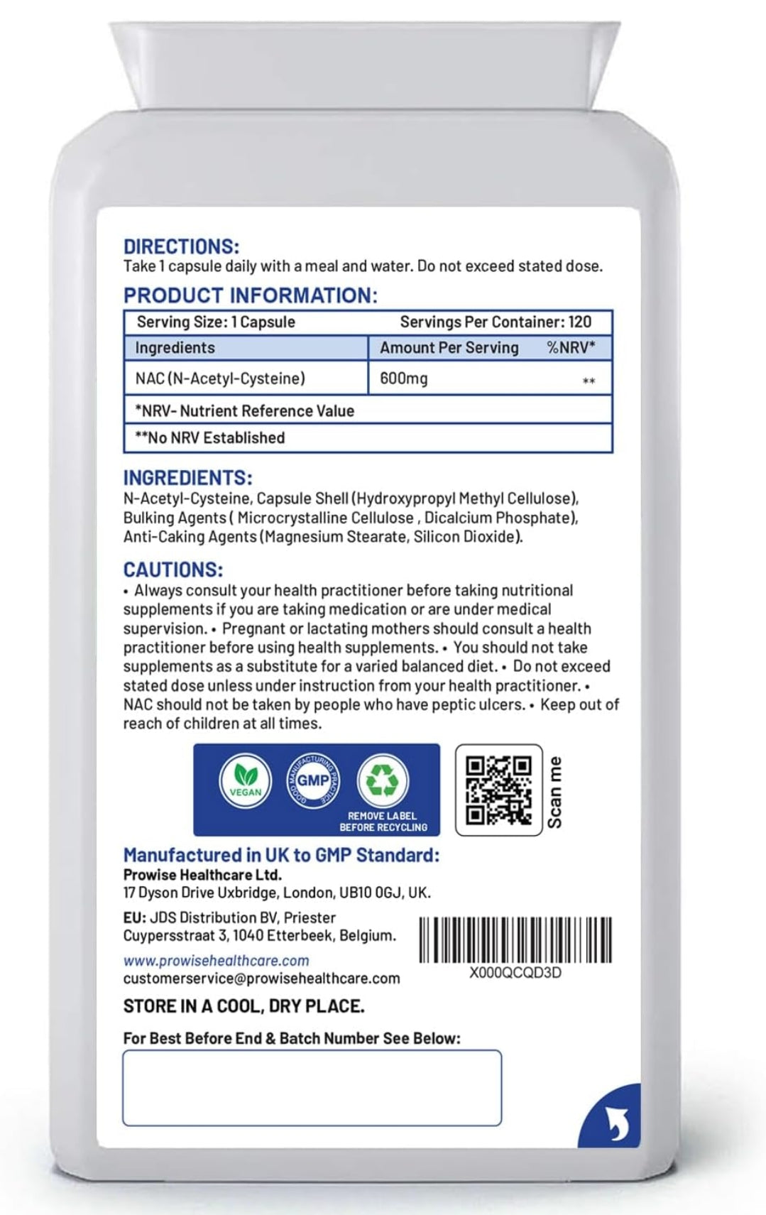 Prowise NAC N-Acetyl-Cysteine 600mg