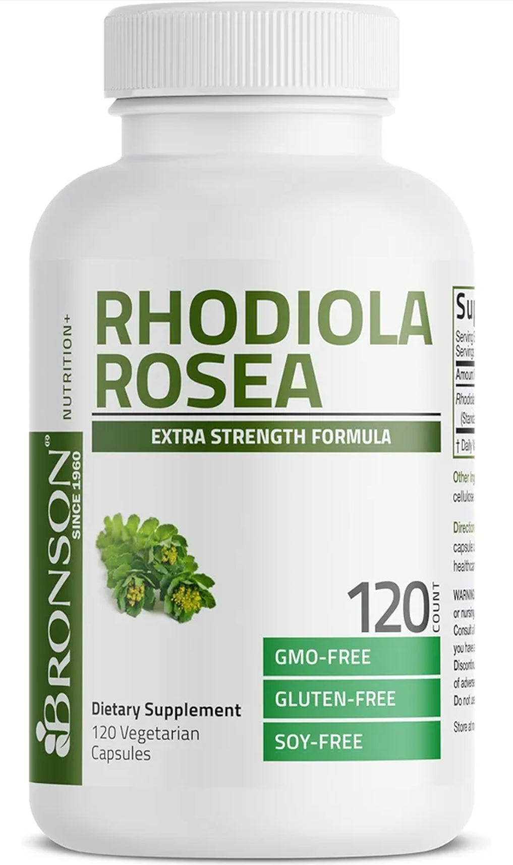 Bronson Rhodiola Rosea Vegetarian Capsules - Adaptogenic Herb - Brain, Stress & Mood Support