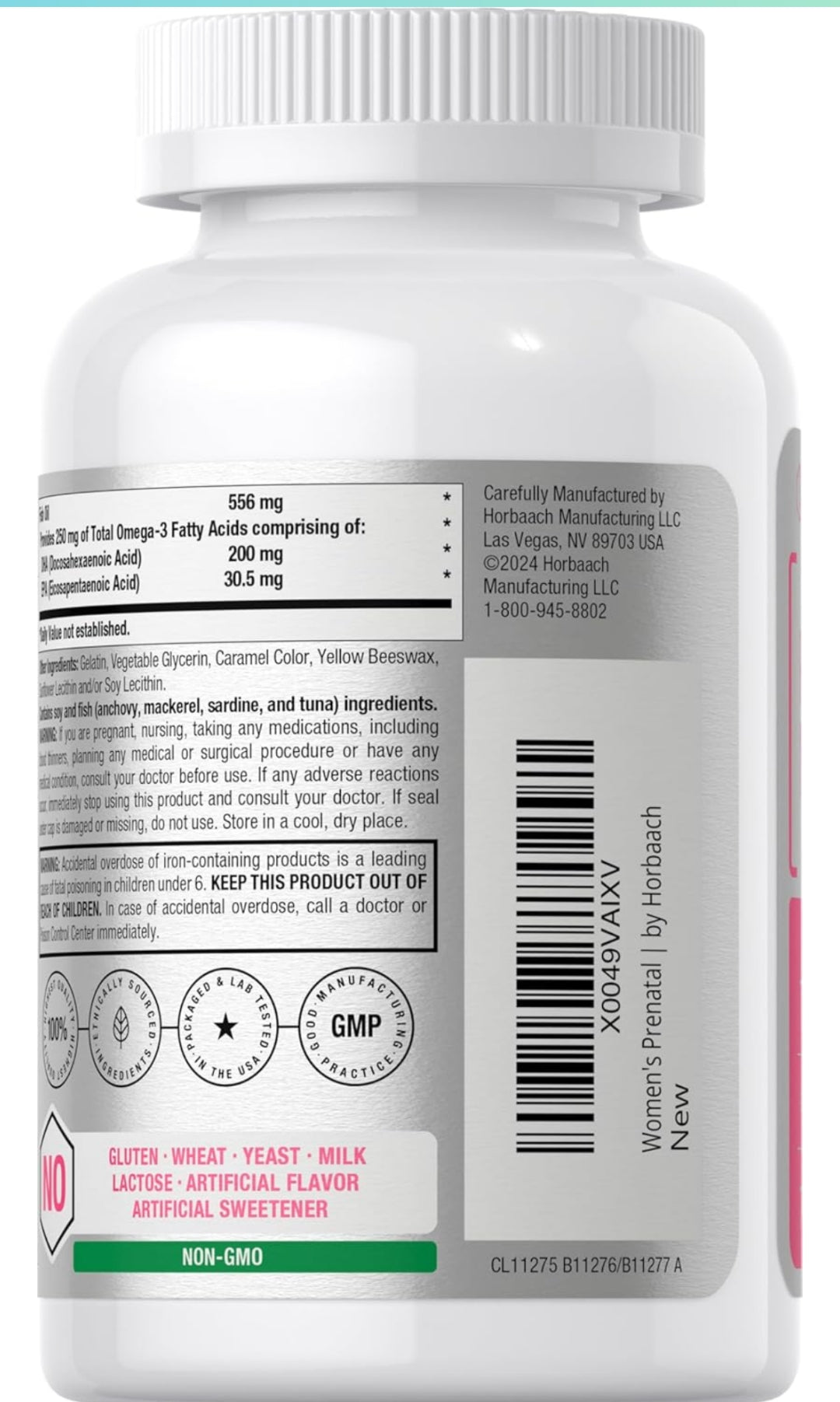 Horbäach Women's Prenatal Multivitamin with DHA, Iron and Folic Acid