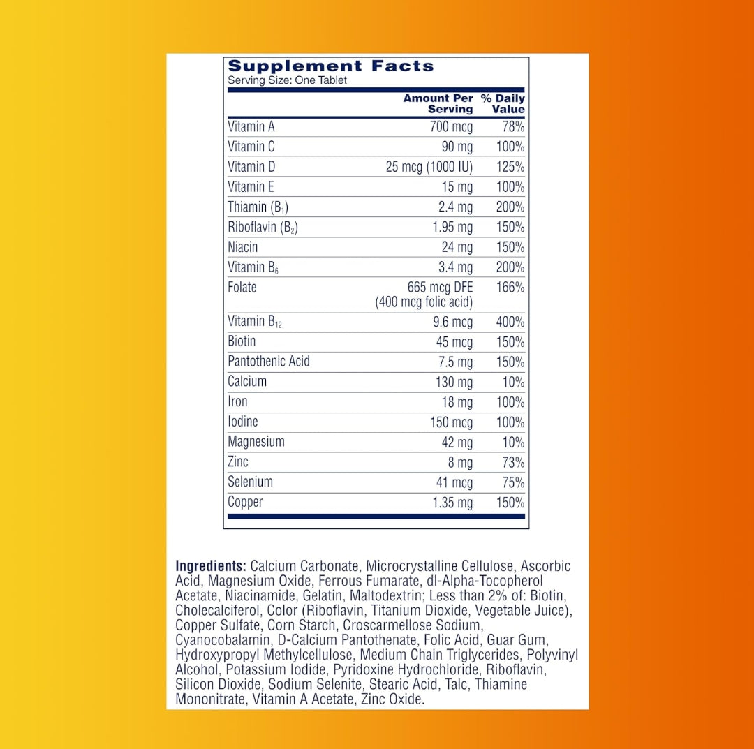 One A Day Women’s Multivitamin with Vitamin A, C, D, E and all 8 B vitamins