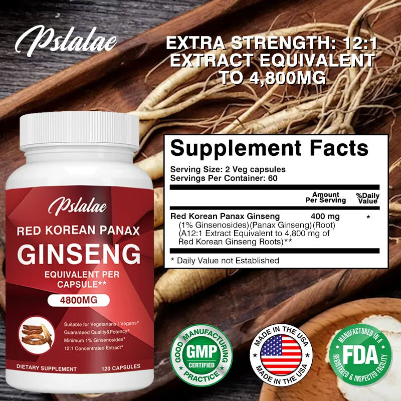 Pslalae Red Korean Panax Ginseng Capsules 4800mg