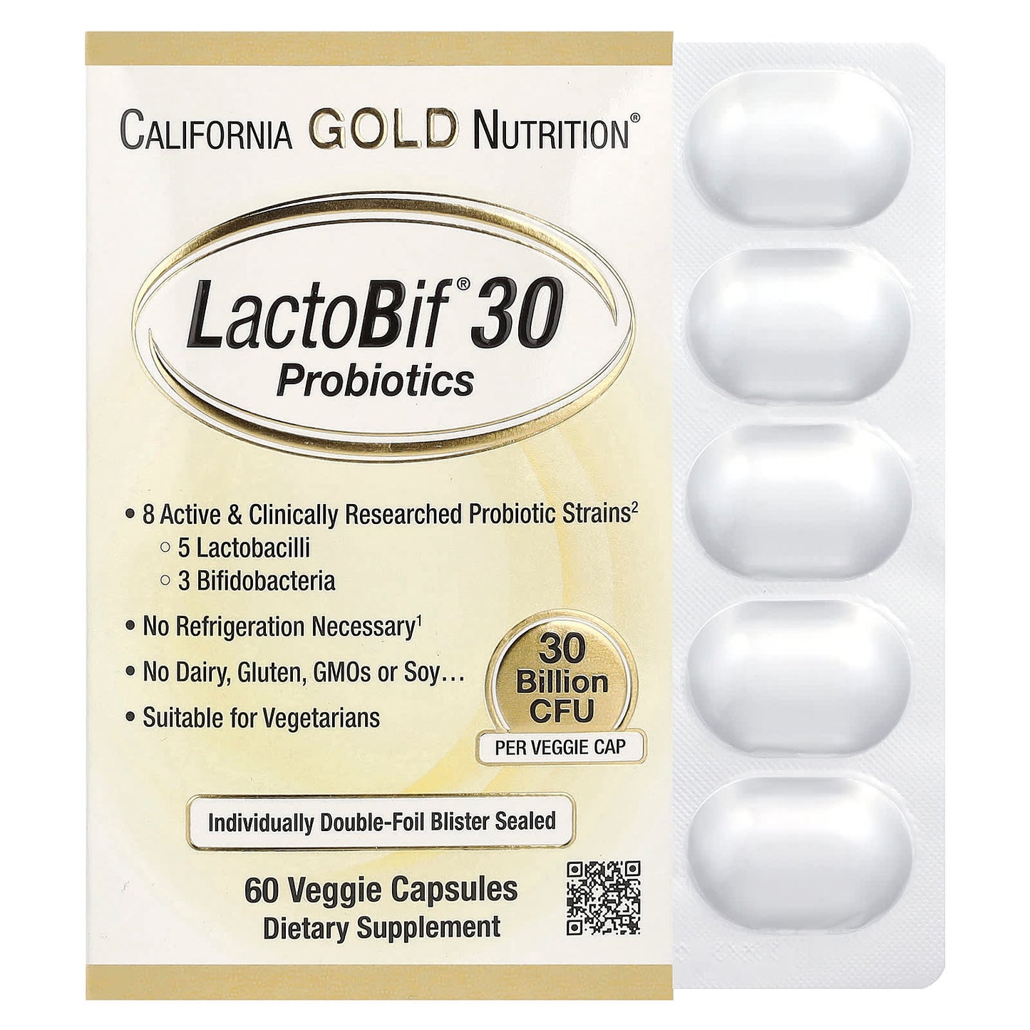 California Gold nutrition Lactobif 30 probiotics 30 billion CFU