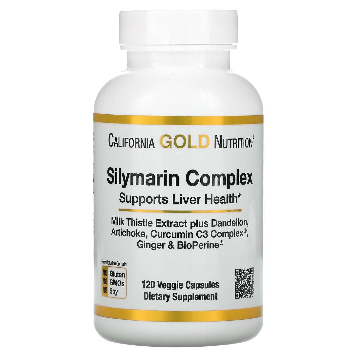California Gold Silymarin Complex, Milk Thistle Extract Plus Dandelion, Artichoke, Curcumin C3 Complex, Ginger, and BioPerine Capsules