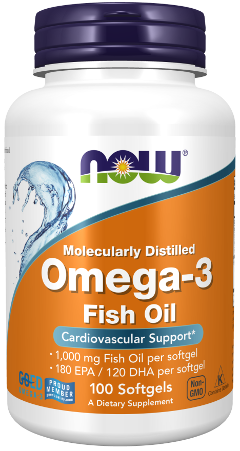 Omega-3 Fish Oil, Molecularly Distilled Softgels