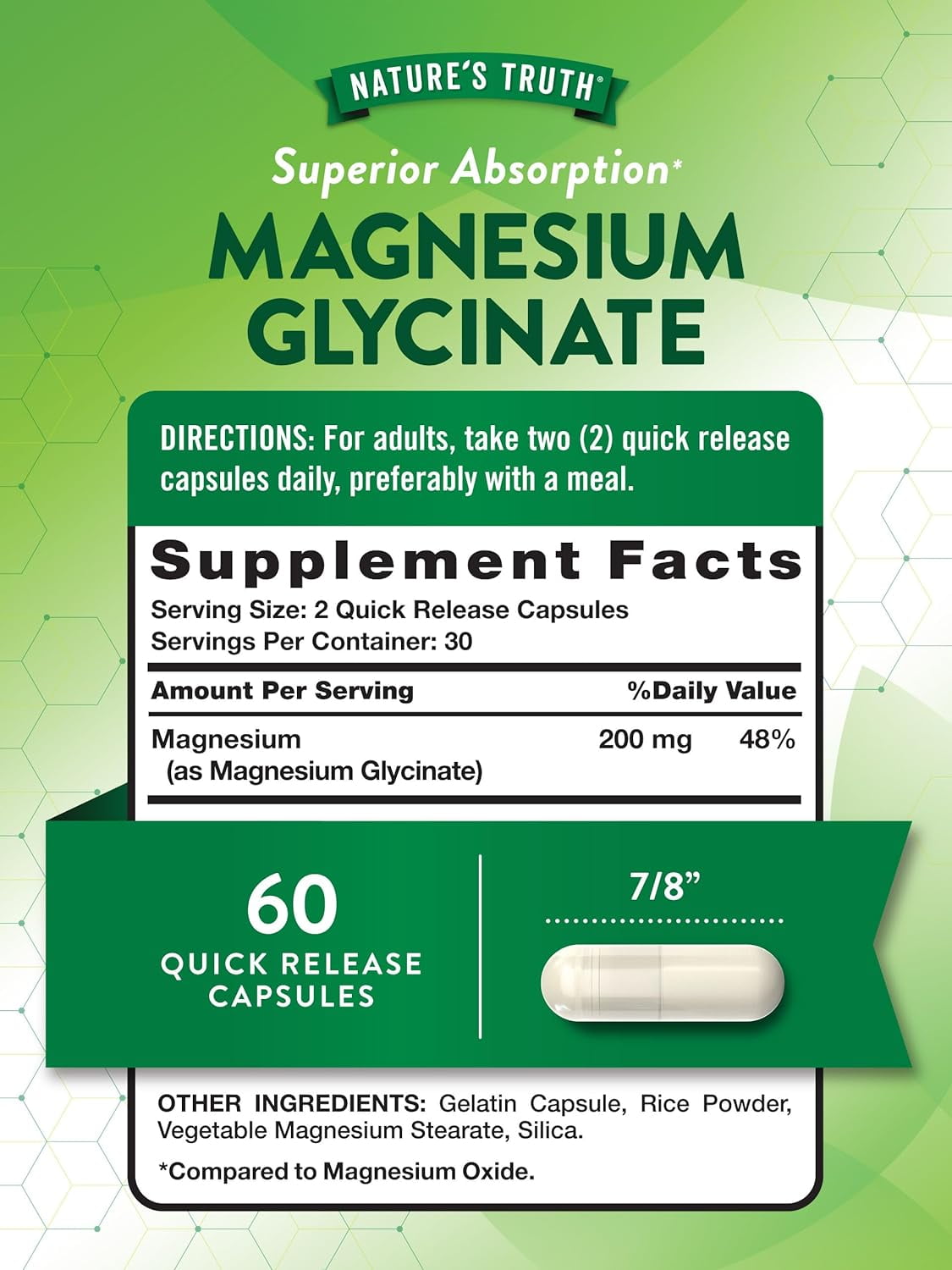 Nature's Truth Magnesium Glycinate (chelated)200mg