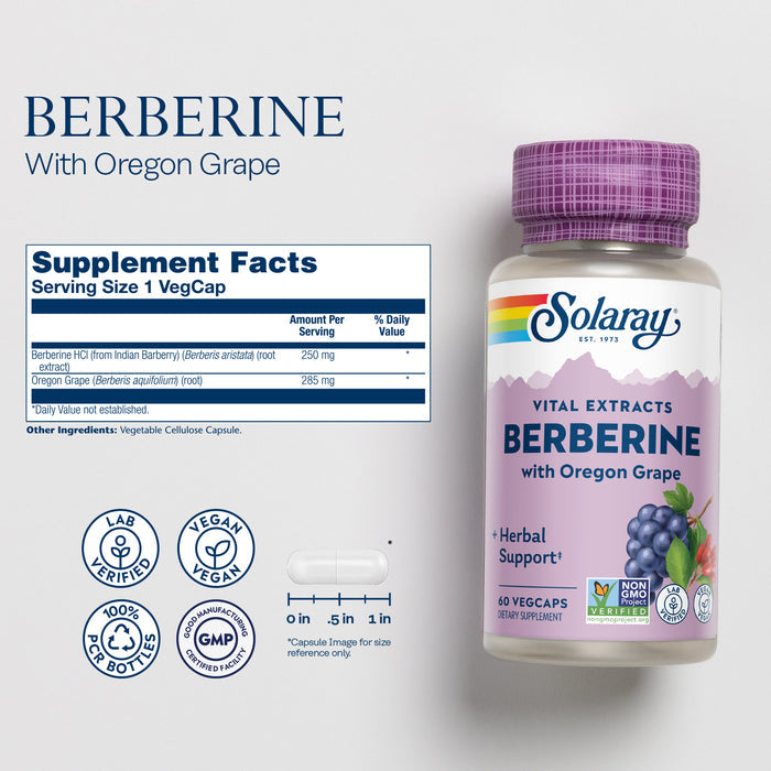 Solaray Berberine (250mg)with Oregon Grape (285mg), VegCaps
