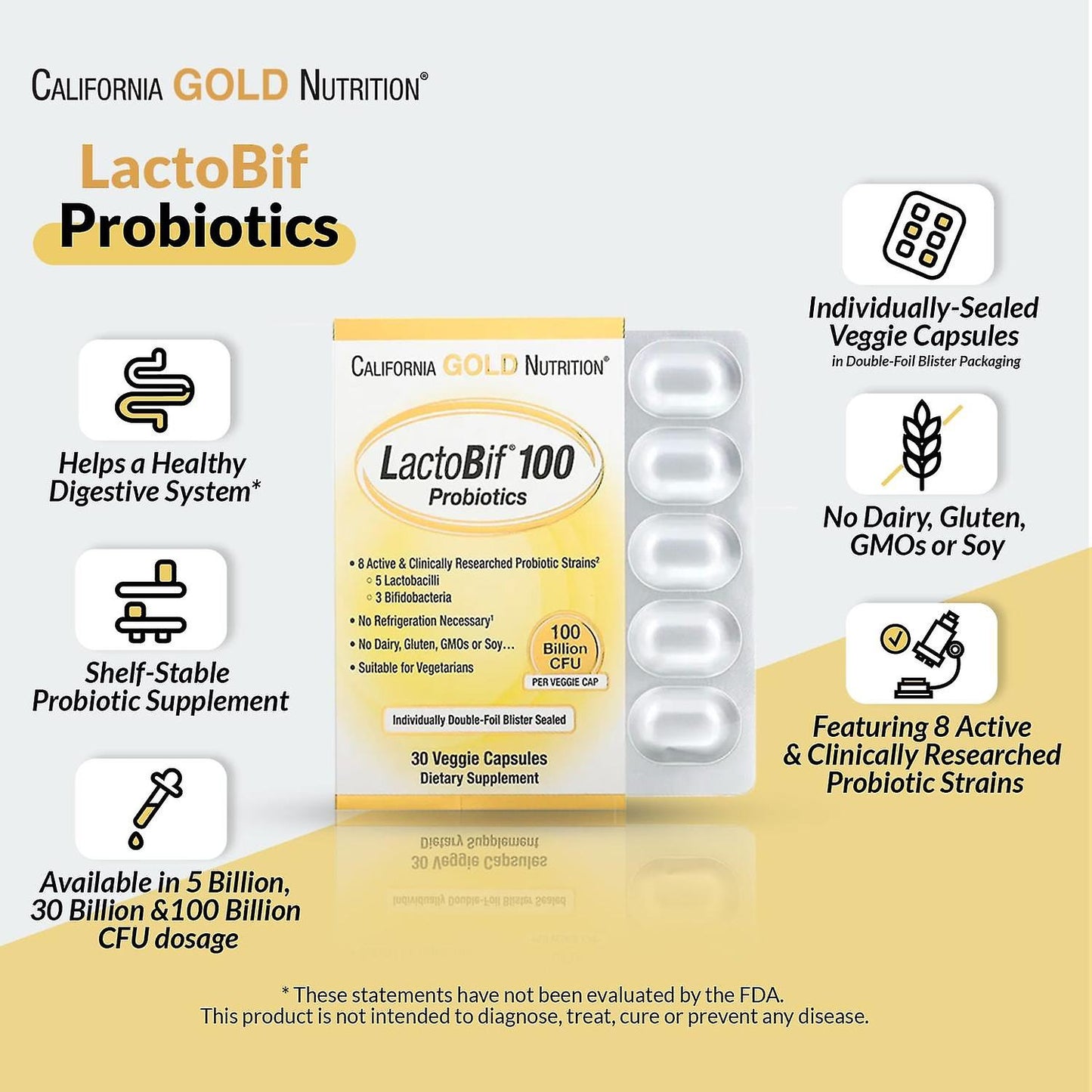 California Gold nutrition Lactobif 30 probiotics 30 billion CFU