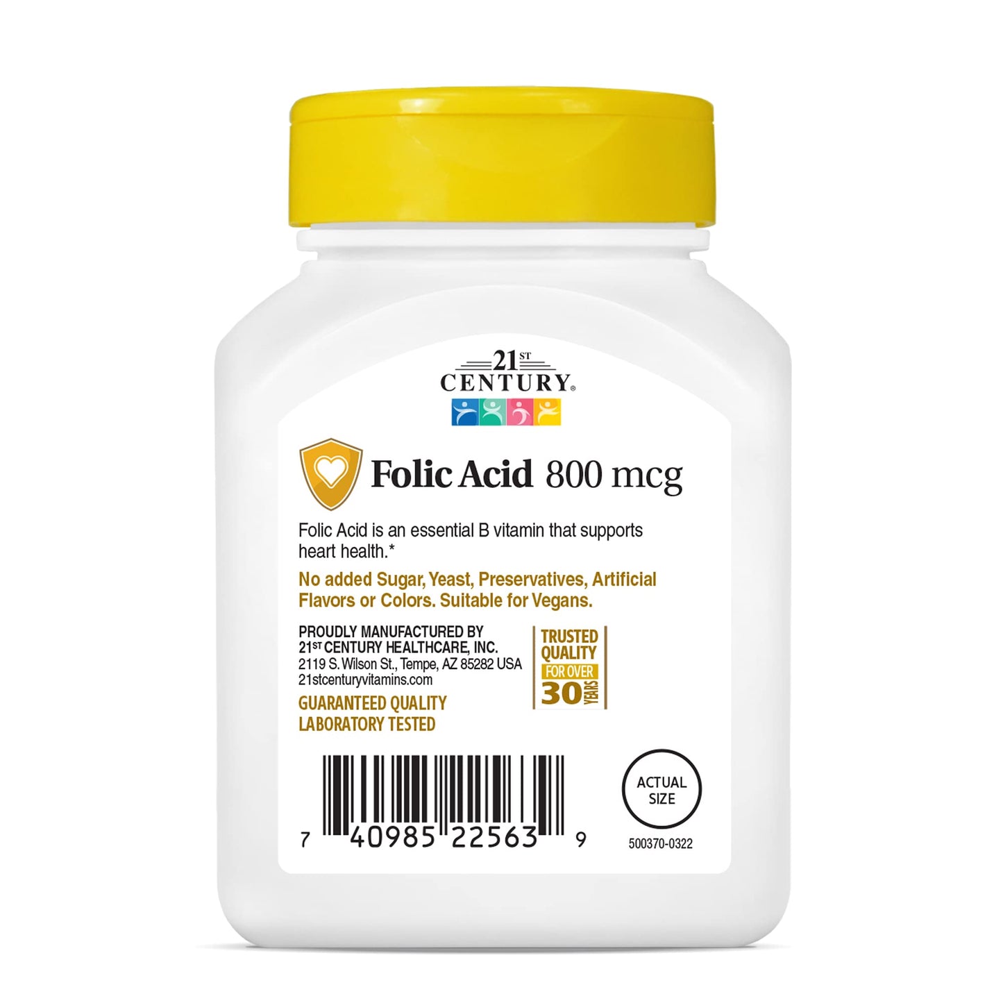 Folic Acid, 800 mcg, Swallow Tablets
