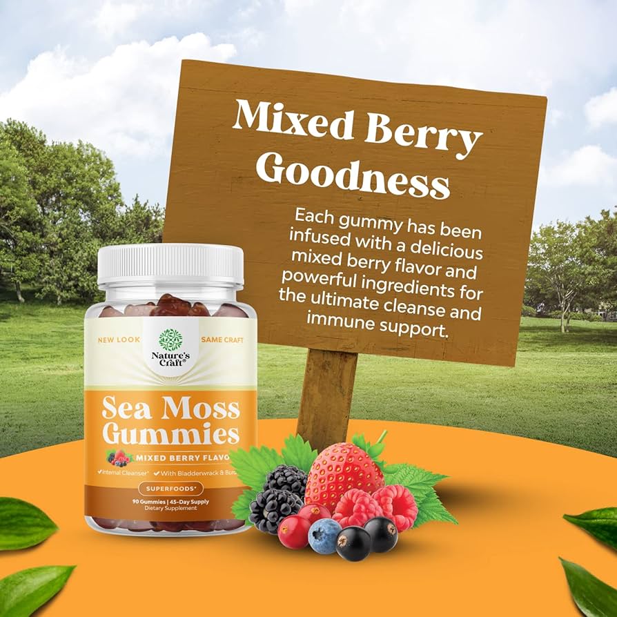 Sea Moss Gummies, Mixed Berry, 90 Gummies