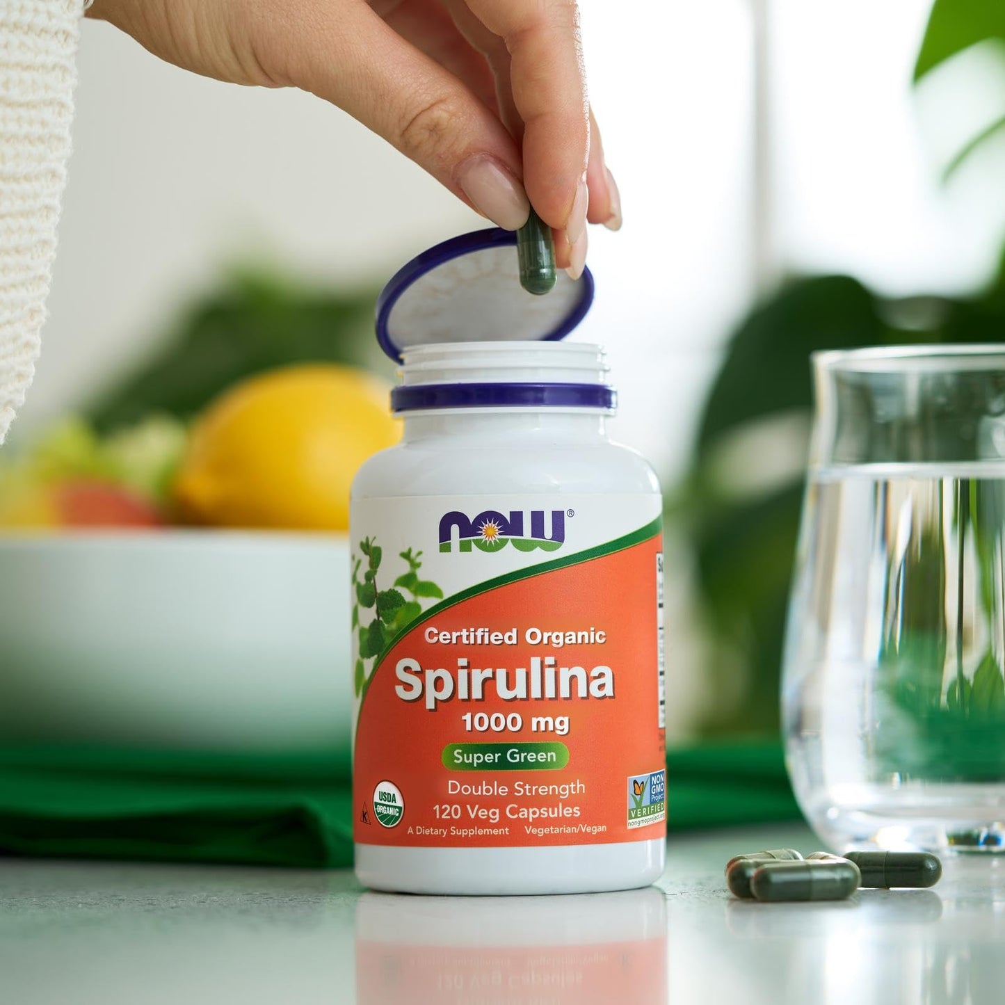 Now foods Certified Organic Spirulina, Double Strength, 1,000 mg