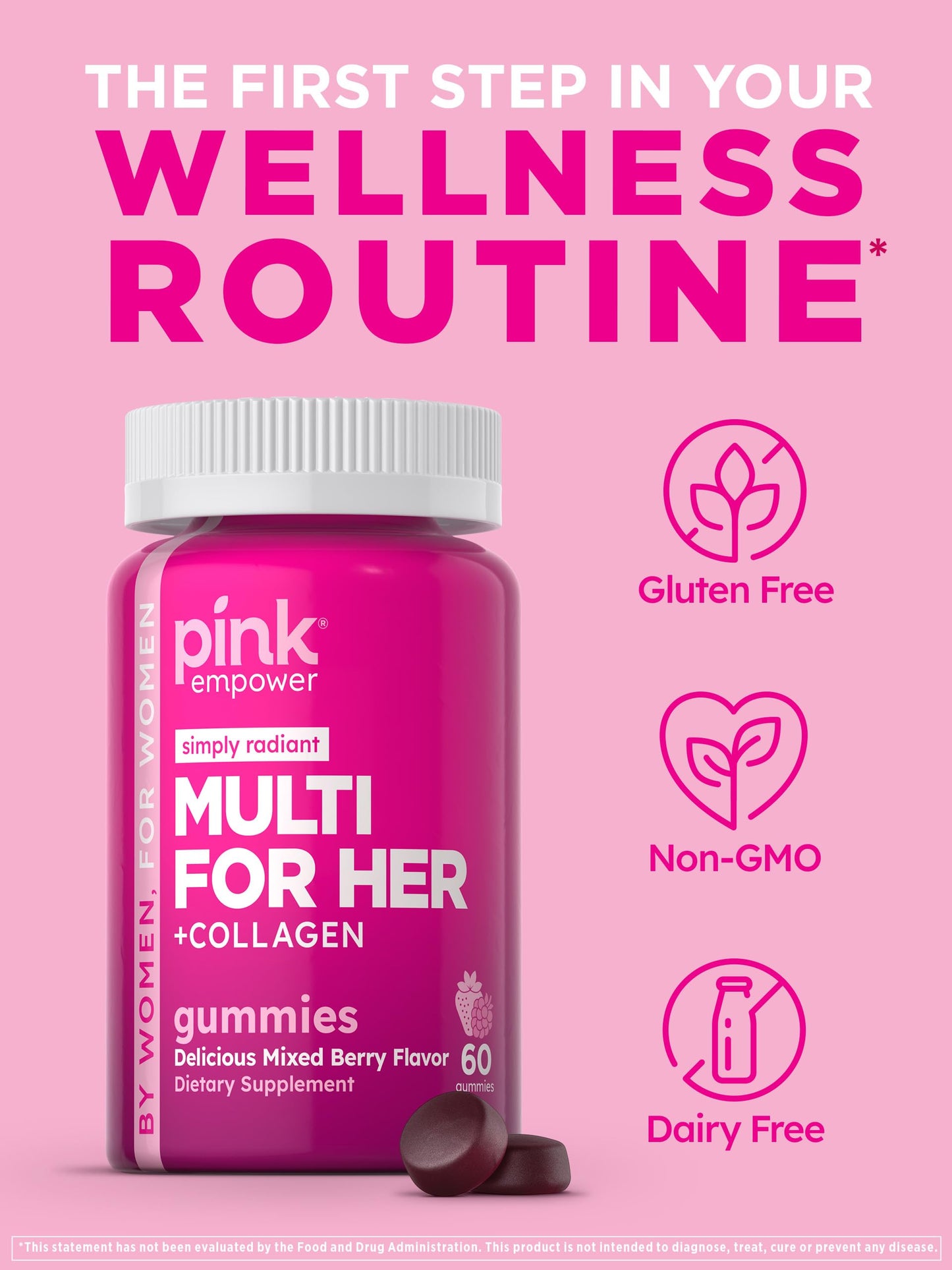 Pink empower Simply Radiant Multi For Her + Collagen Gummies