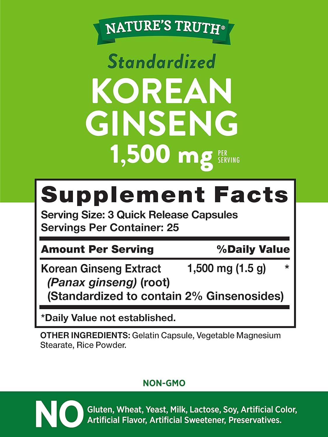 Standardized Korean Ginseng, 1,500 mg