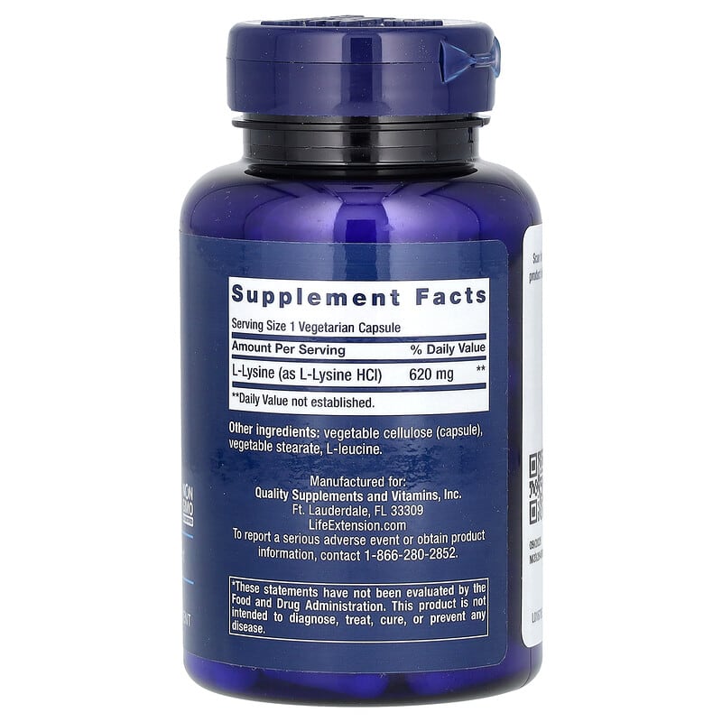 L-Lysine, 620 mg, Vegetarian Capsules