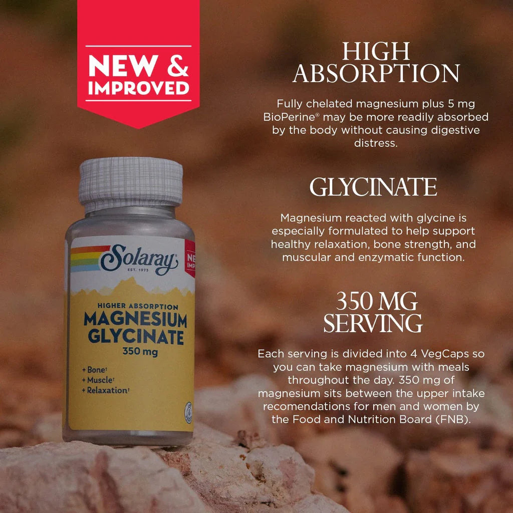 Solaray, Higher Absorption Magnesium Glycinate, 350mg