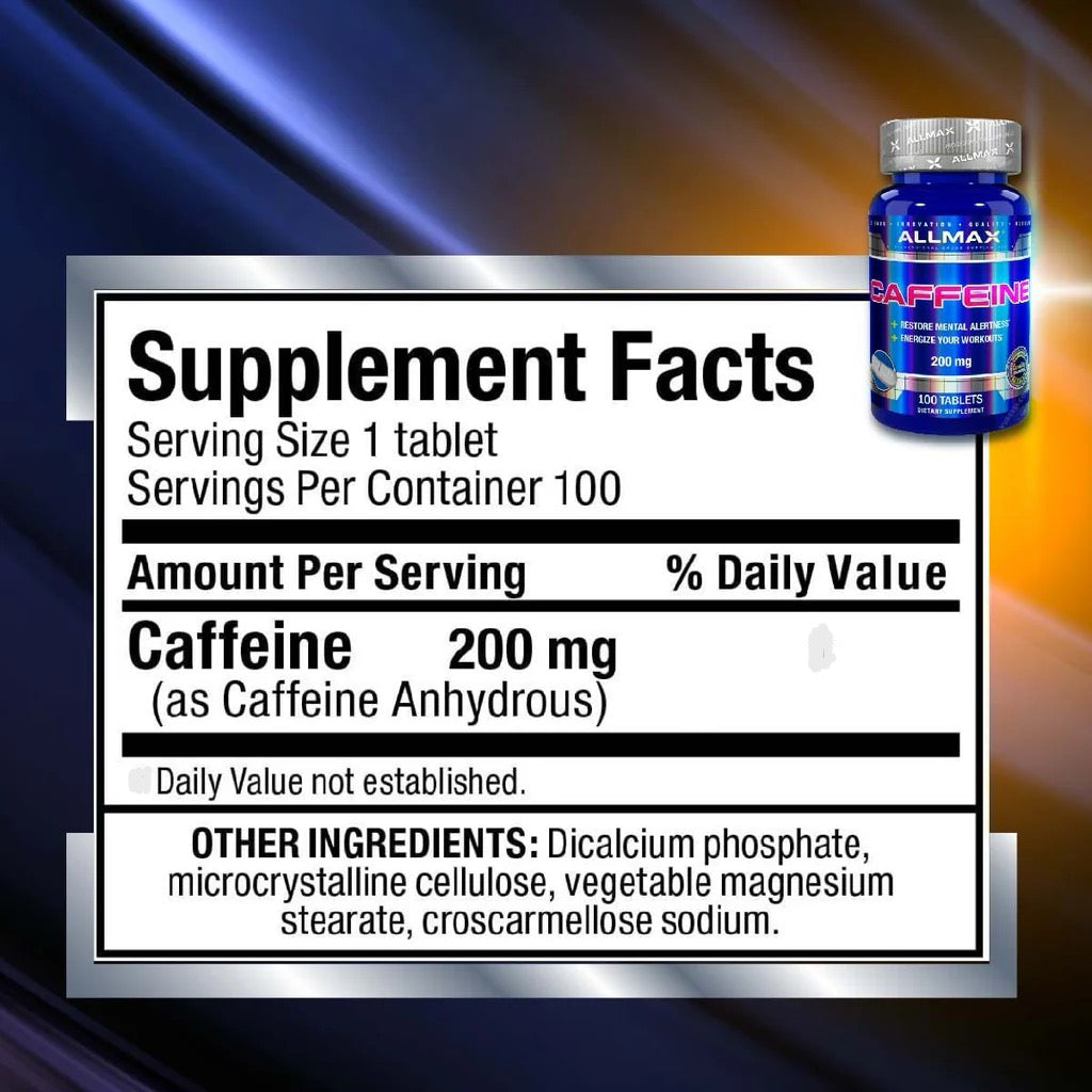 Allmax Caffeine , 200 mg, 100 Tablets