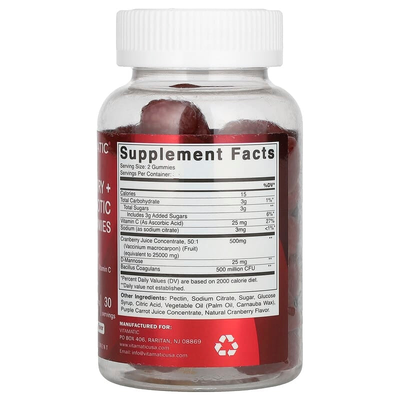 California Gold nutrition - Cranberry & Probiotic Gummies, Natural Cranberry