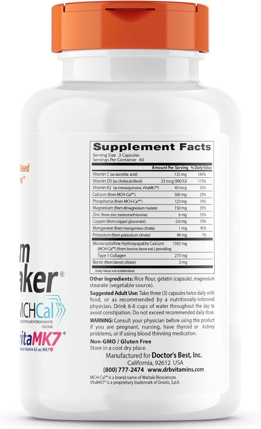 Doctor's Best Calcium Bone Maker Complex with MCHCal Capsules
