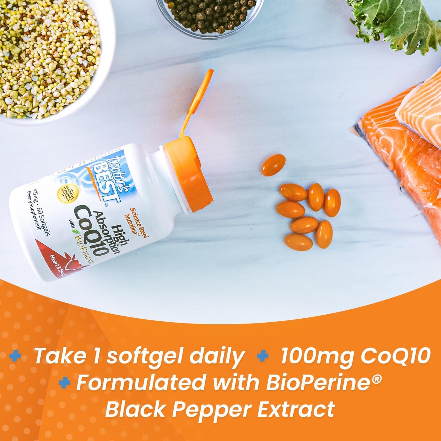 Doctors Best High Absorption CoQ10 with BioPerine, 100 mg Capsules