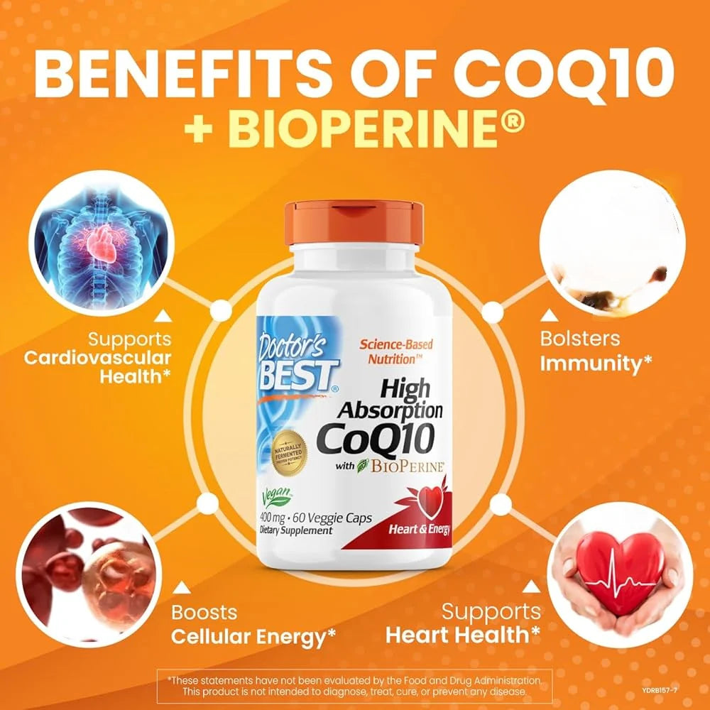Doctors Best High Absorption CoQ10 with BioPerine, 100 mg Capsules
