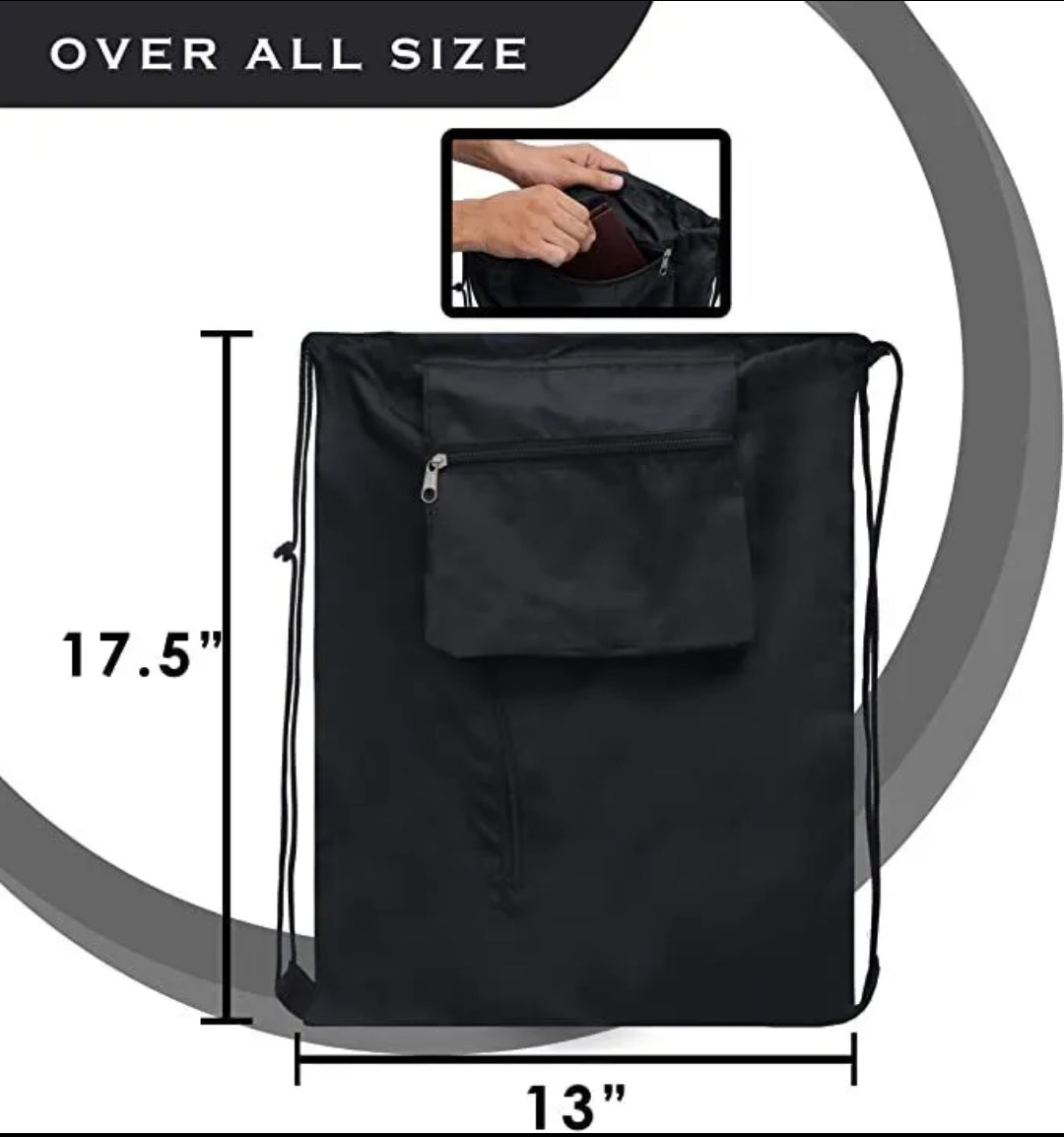 Drawstring Bag Waterproof Sports Gym Shoe Bags with 3 Pockets