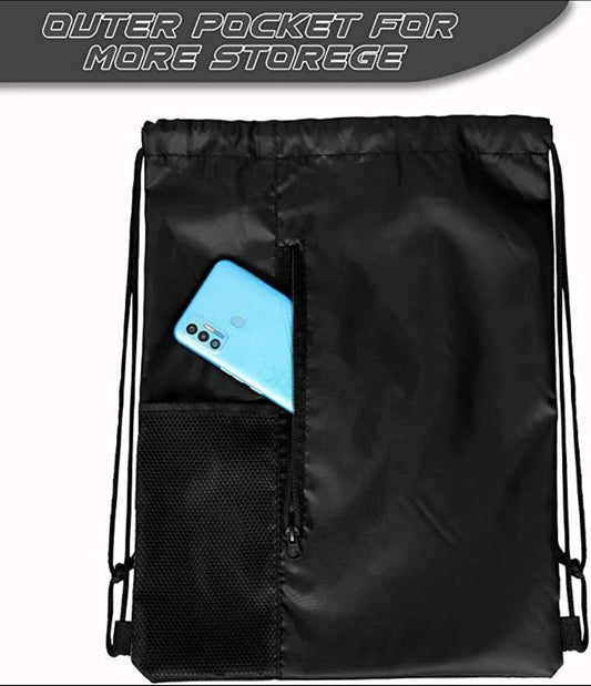 Drawstring Bag Waterproof Sports Gym Shoe Bags with 3 Pockets