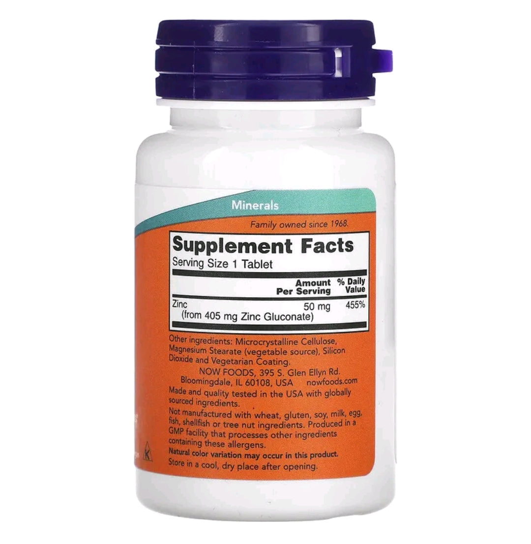 NOW Foods Zinc Gluconate 50mg