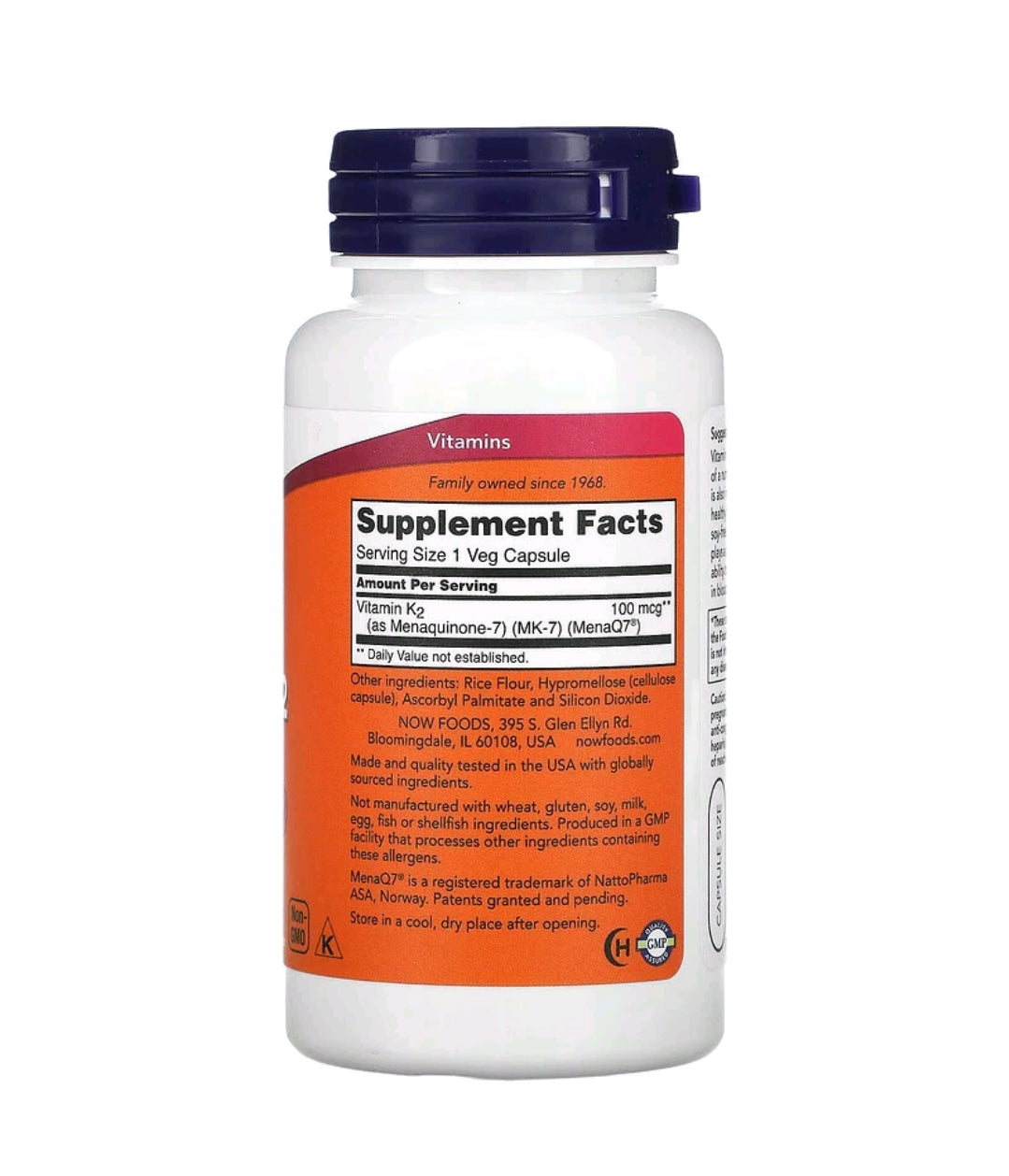 MK-7 Vitamin K-2 , 100 mcg Capsules
