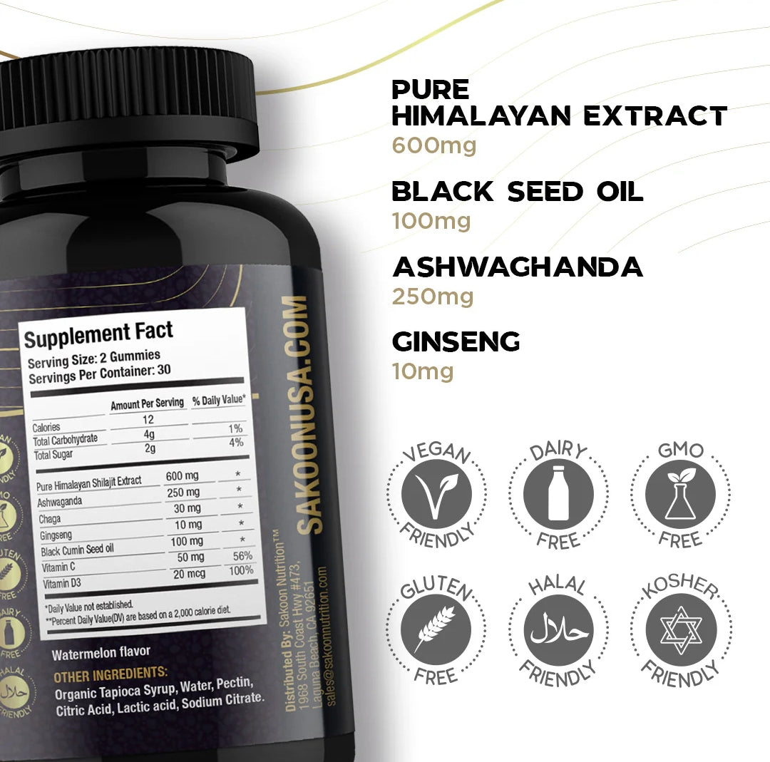 SAKOON PURE SHILAJIT & BLACK SEED OIL GUMMIES