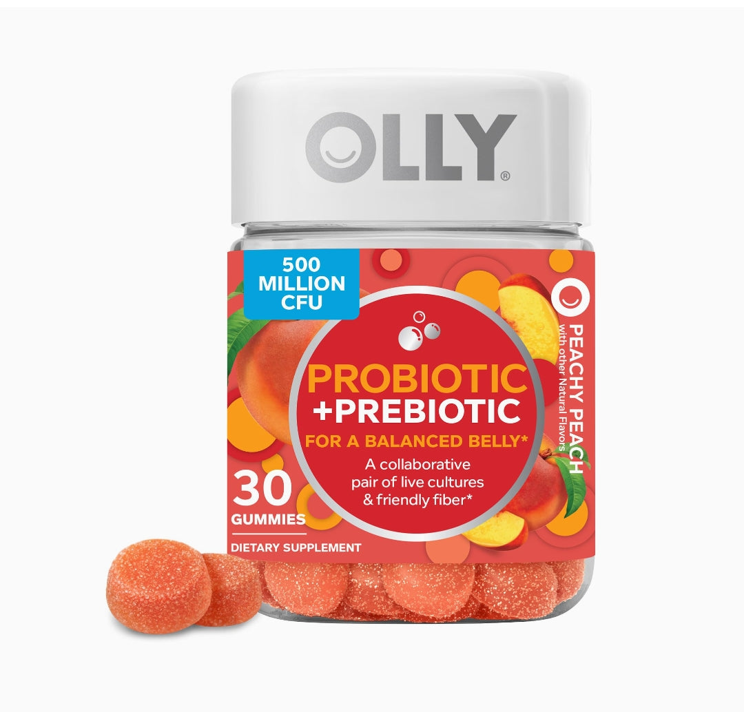 OLLY Probiotic + Prebiotic Gummy, Digestive Support and Gut Health, 500 Million CFU