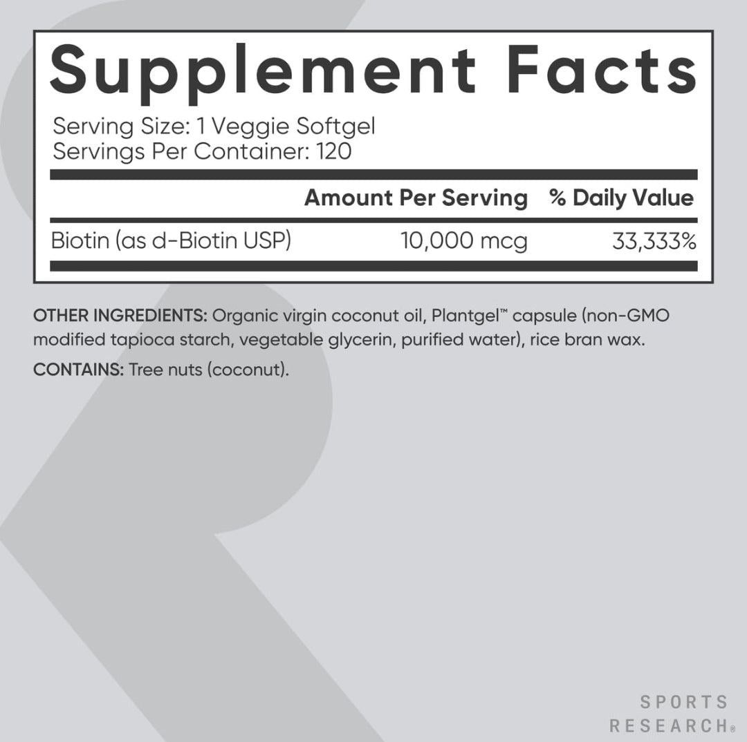 Sports Research Biotin, Max Strength, 10,000 mcg
