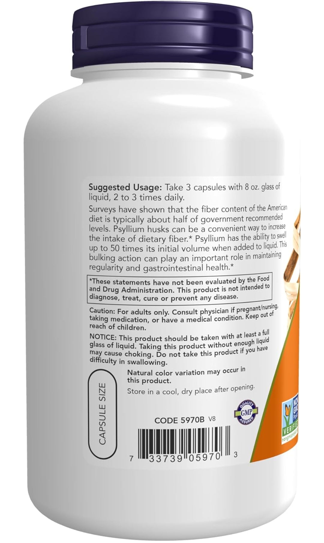 Now Foods Psyllum Husk Caps 500mg