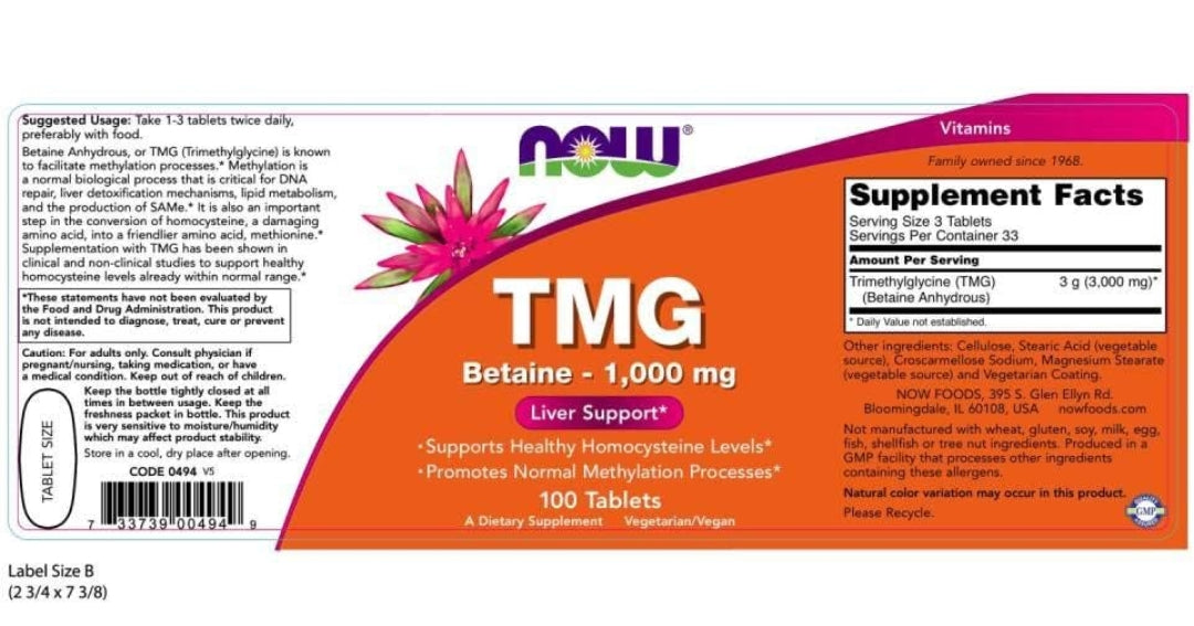 Now foods TMG, 1,000 mg Capsule
