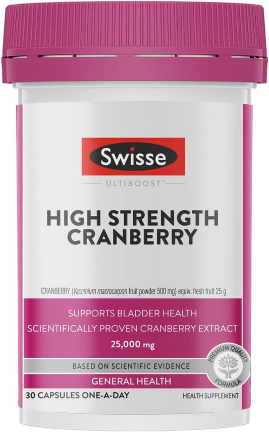 SWISSE High Strength Cranberry for PCOS, PCOD & UTI | 25000mg Cranberry Extract, Antioxidant Rich Supplement Supports Bladder & Kidney Health