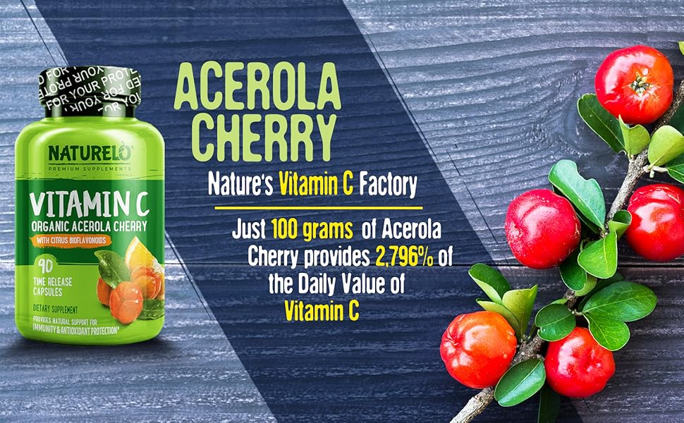 Naturelo Vitamin C with Acerola Cherries Plus Citrus Bioflavonoids