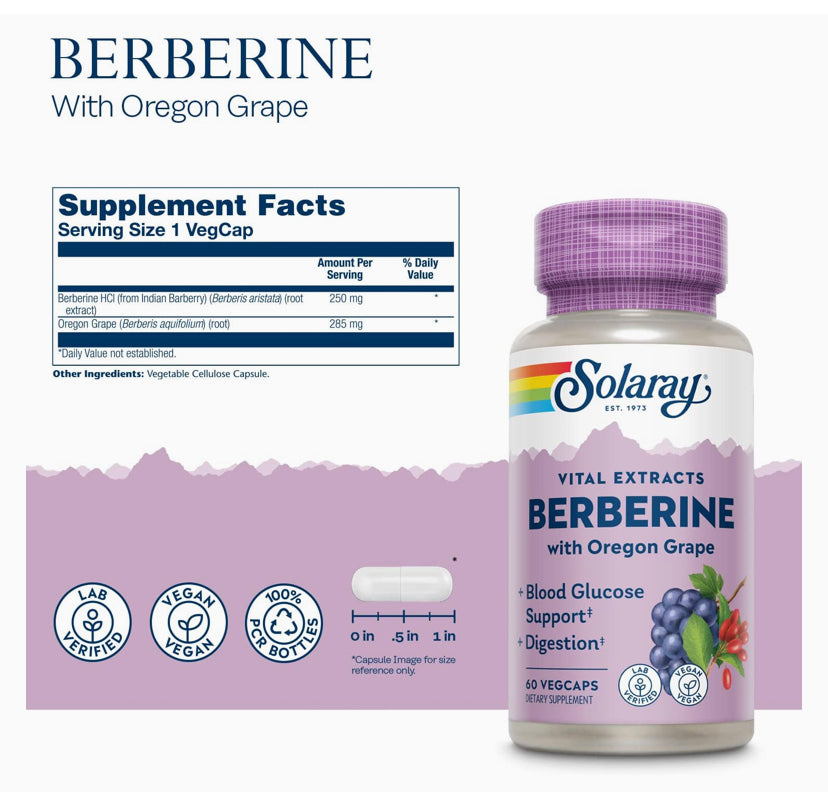 Solaray Berberine (250mg)with Oregon Grape (285mg), VegCaps
