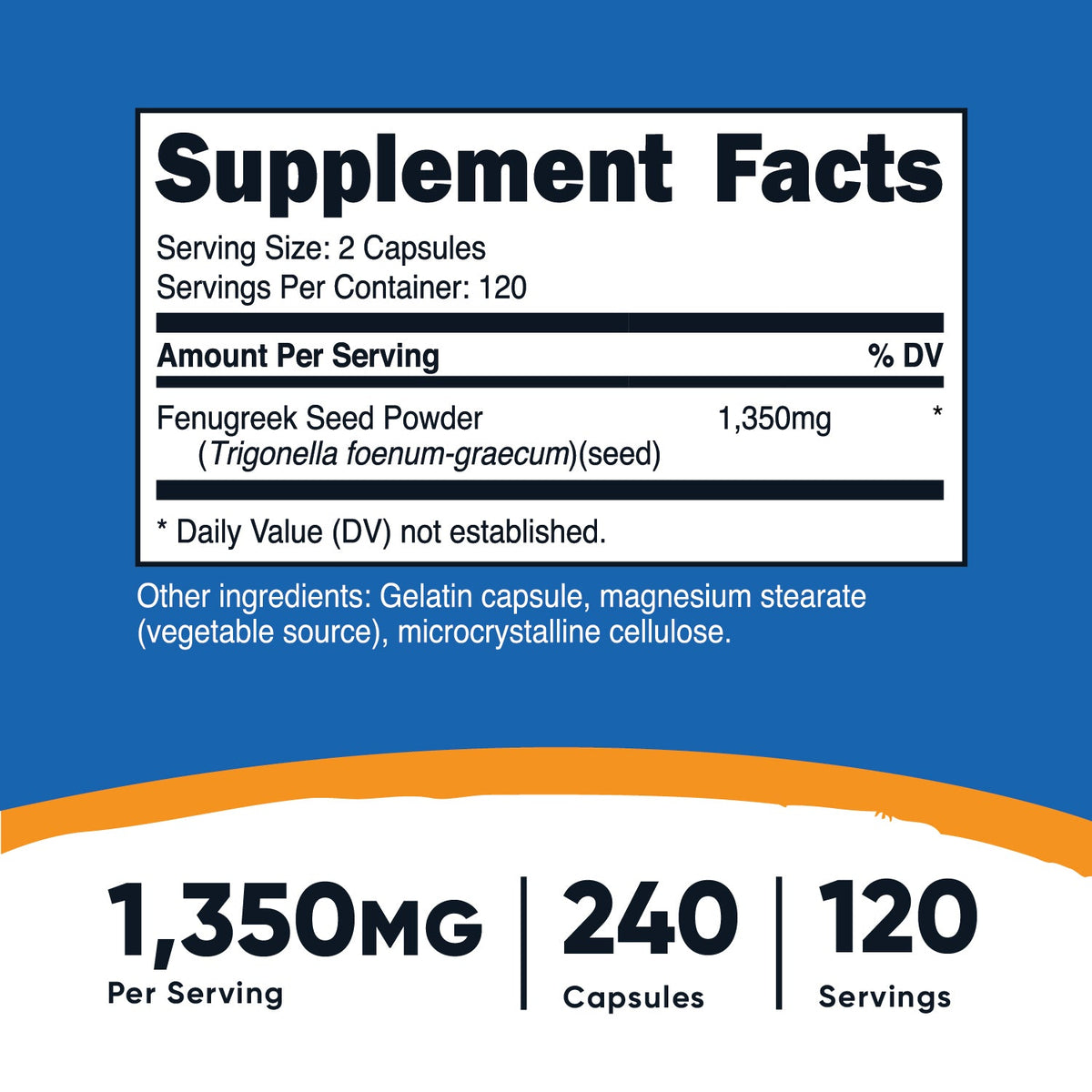 Fenugreek, 1,350 mg, (675 mg per Capsule)