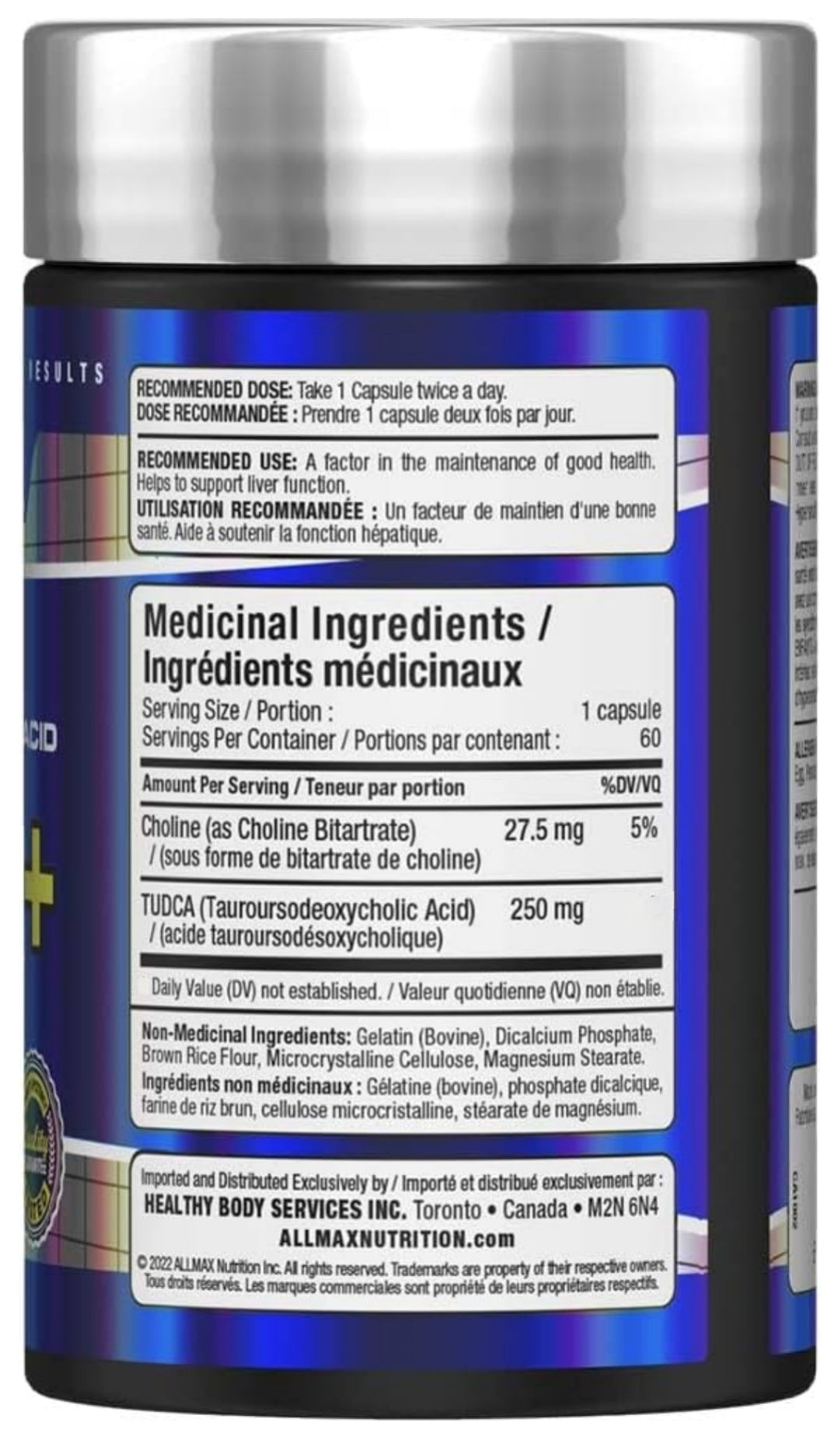 Allmax TUDCA+ 60ct Tauroursodexoycholic - Liver Detox and Gut Health