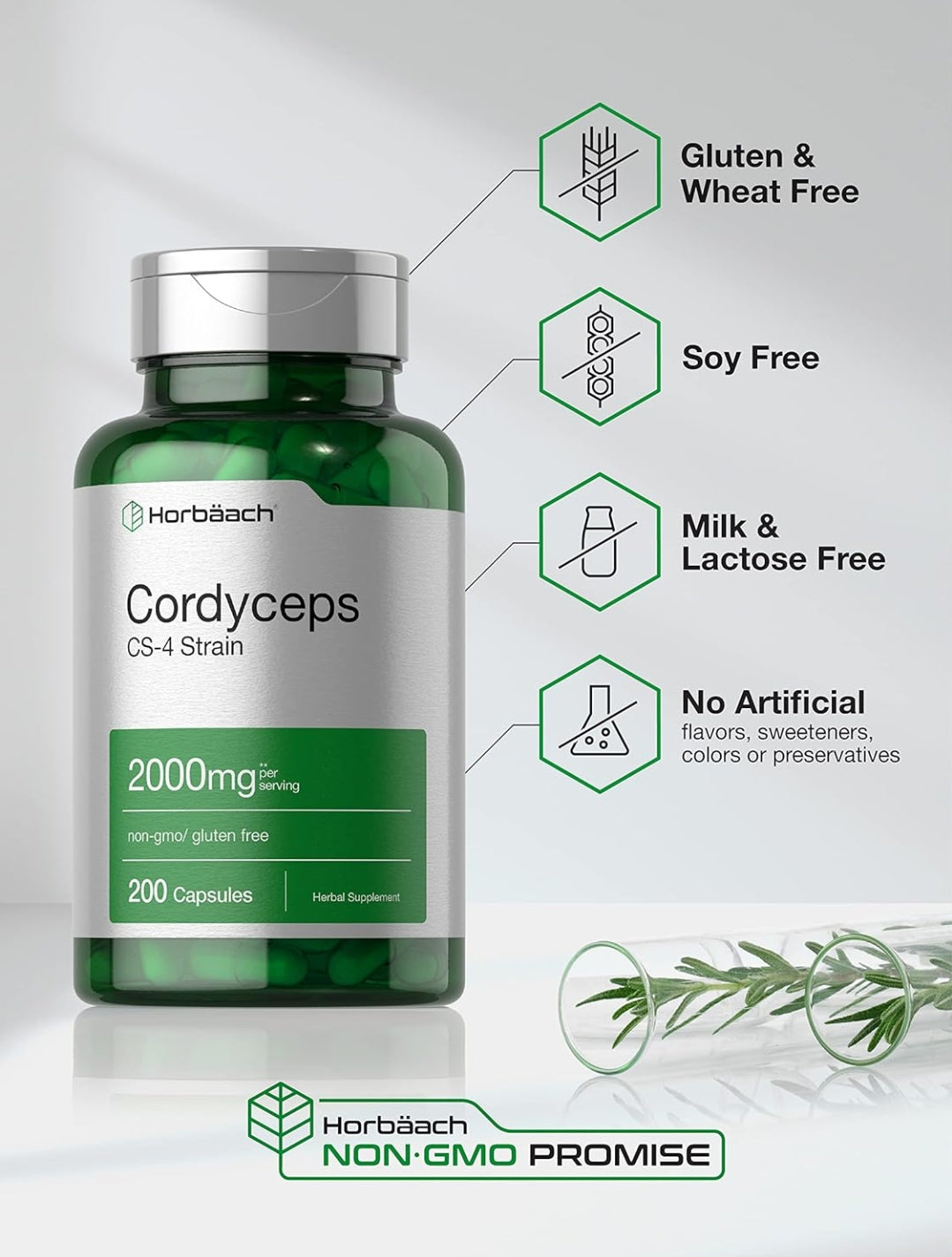 Horbäach Cordyceps Mushroom Capsules 2000mg