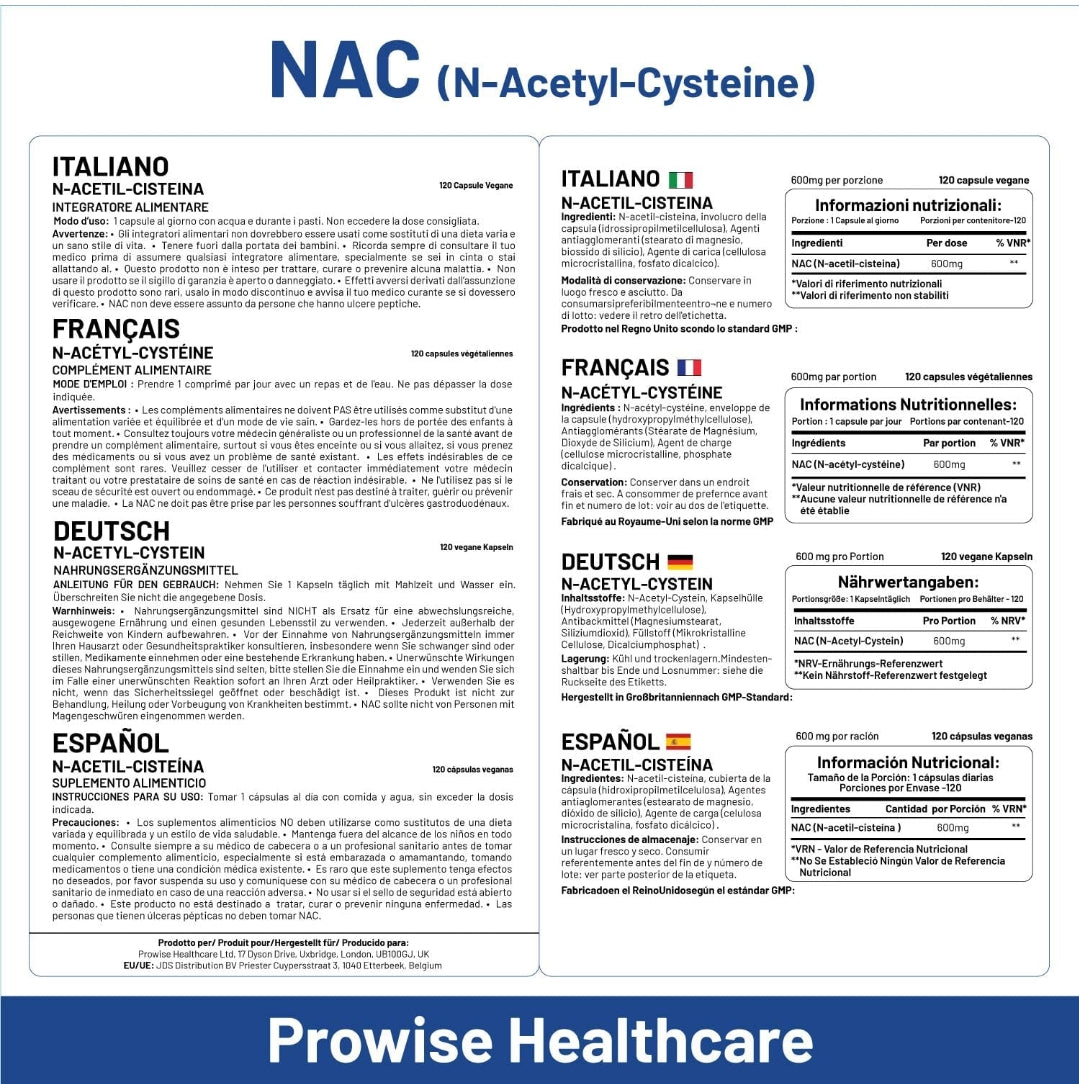 Prowise NAC N-Acetyl-Cysteine 600mg