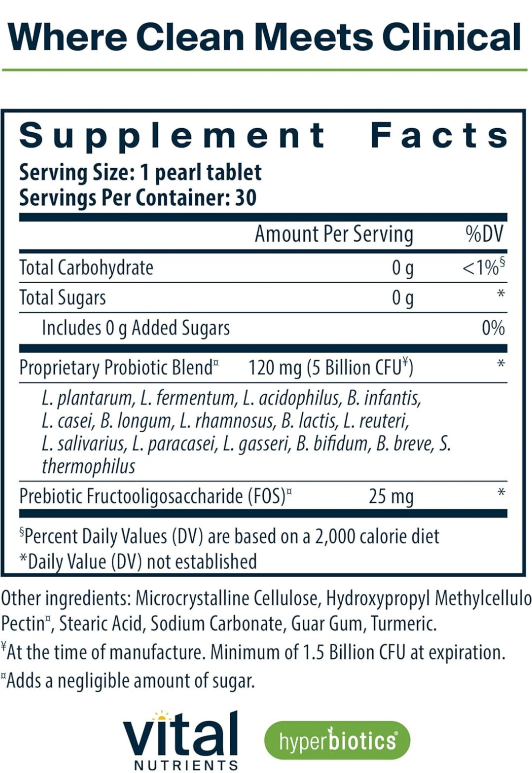 Hyperbiotics Vital Nutrients Pro-15 Prebiotics and Probiotics for Women / Men