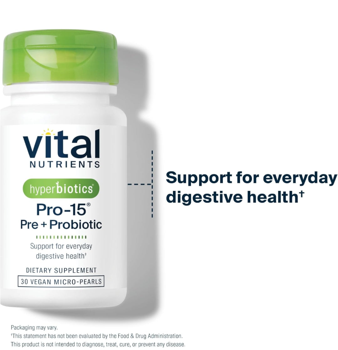 Hyperbiotics Vital Nutrients Pro-15 Prebiotics and Probiotics for Women / Men