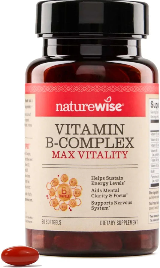 NatureWise Vitamin B Complex - with Folic Acid Biotin B1 B2 B3 B6 B12