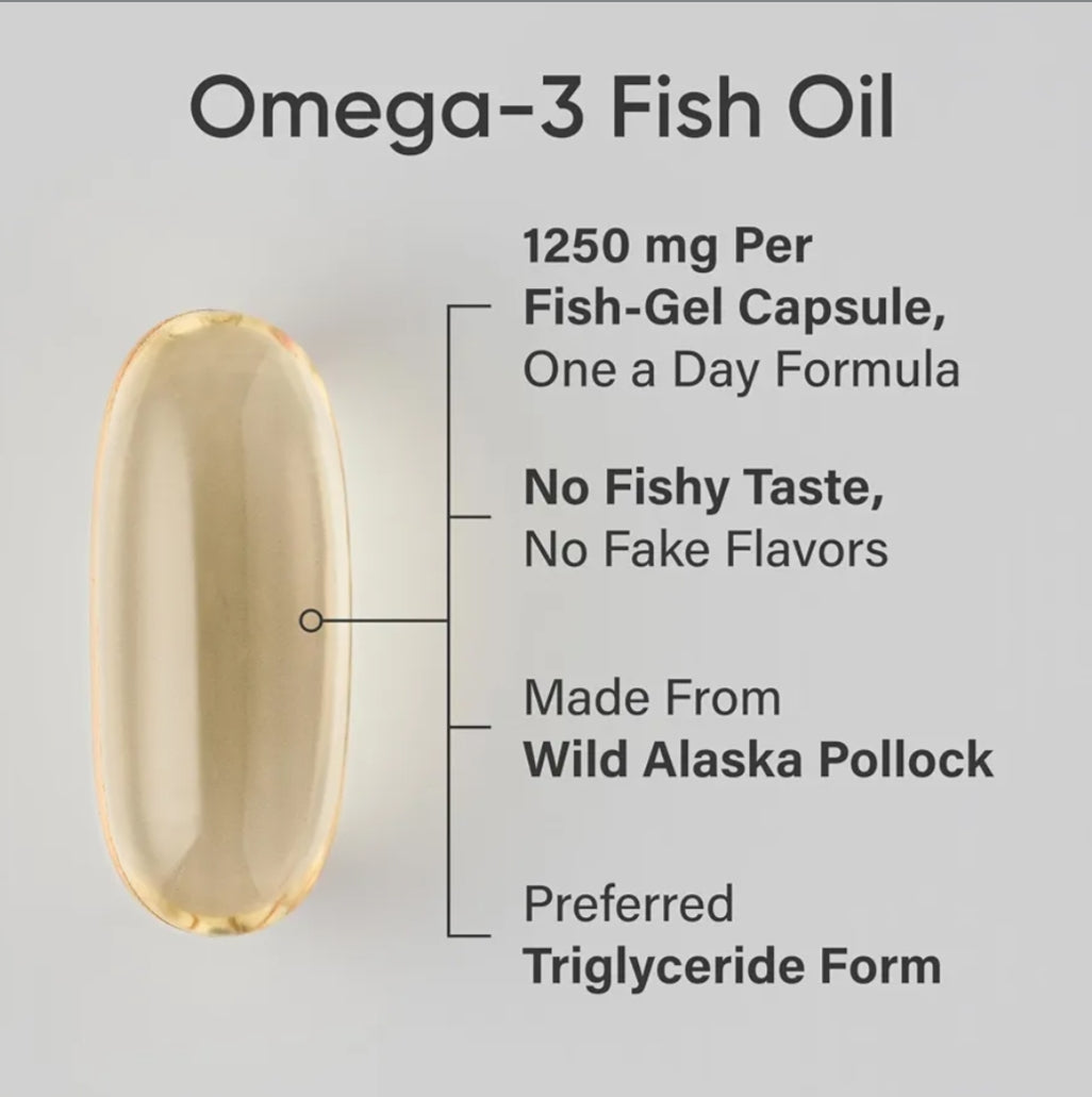 Sports Research® Omega-3 Fish Oil 1250mg from Wild Alaska Pollock