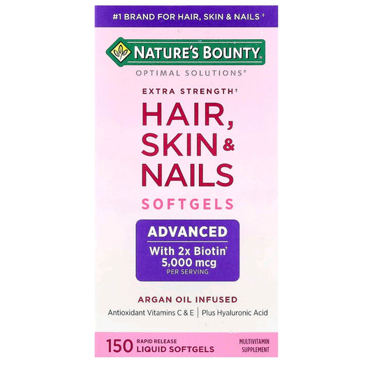 Nature's Bounty Advanced Hair, Skin & Nails, Argan-Infused Vitamin Supplement with Biotin and Hyaluronic Acid