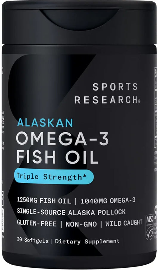 Sports Research® Omega-3 Fish Oil 1250mg from Wild Alaska Pollock