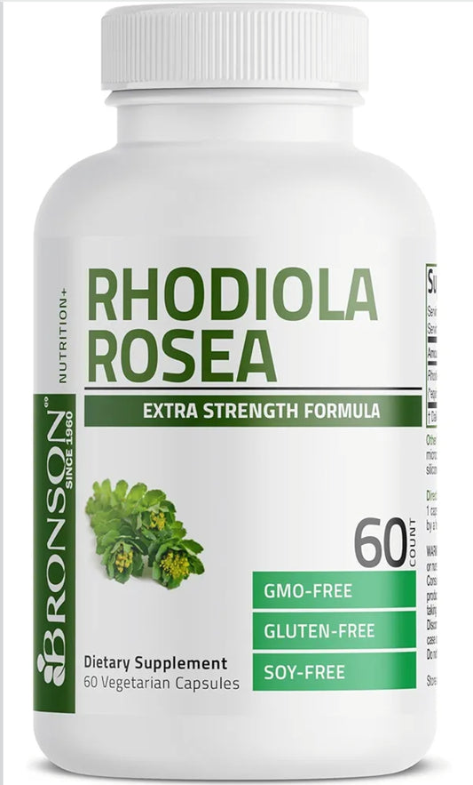 Bronson Rhodiola Rosea Vegetarian Capsules - Adaptogenic Herb - Brain, Stress & Mood Support