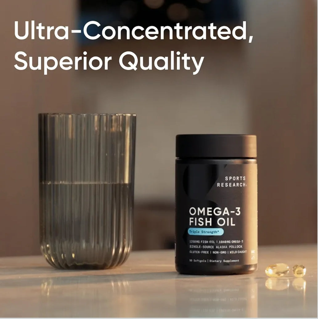 Sports Research® Omega-3 Fish Oil 1250mg from Wild Alaska Pollock