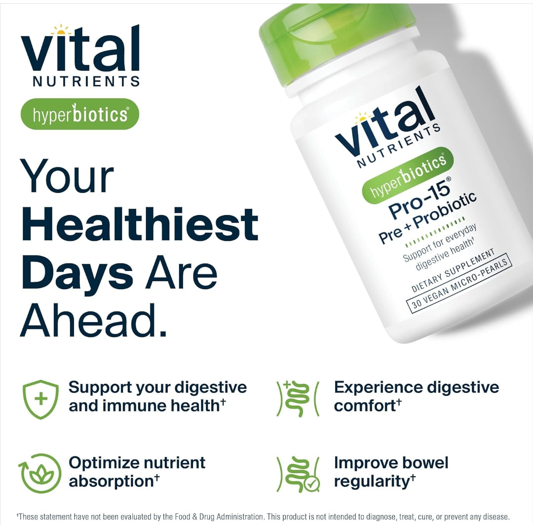 Hyperbiotics Vital Nutrients Pro-15 Prebiotics and Probiotics for Women / Men