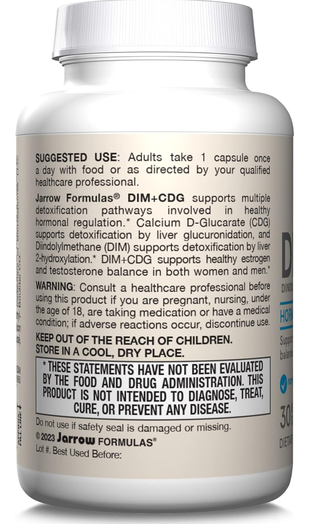Jarrow Formulas® DIM + CDG, Dietary Supplement, Liver Detox Support for Healthy Hormone Regulation