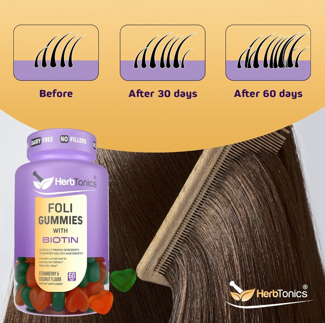 Herbtonics Foli Biotin Gummies with Hair Vitamins